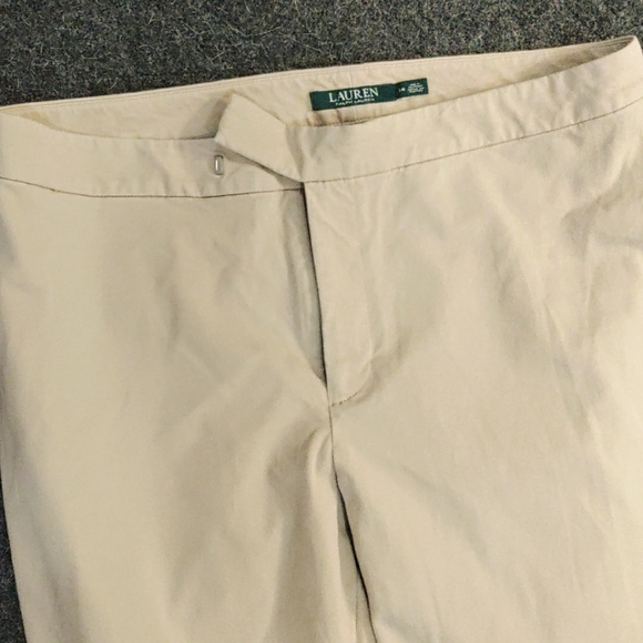 Lauren by Ralph Lauren. Beige straight leg pants. Size 14. - Picture 2 of 3